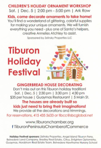 California Living ® invites you to enjoy family fun including gingerbread house decorating during the 2015 Tiburon Holiday Festival. 